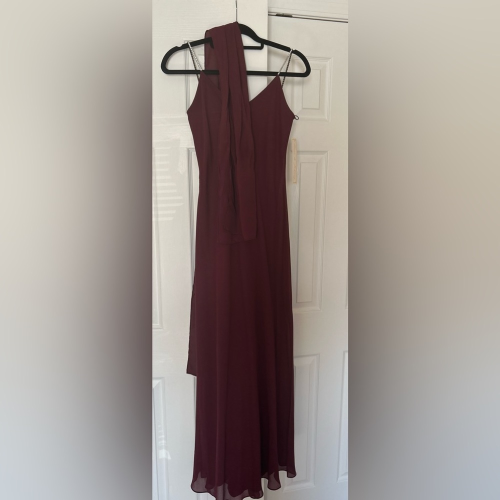 Vintage NWT Dave & Johnny 90s Y2K Burgundy Dress Rhinestone Prom Classic